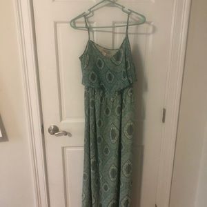 Teal patterned maxi dress